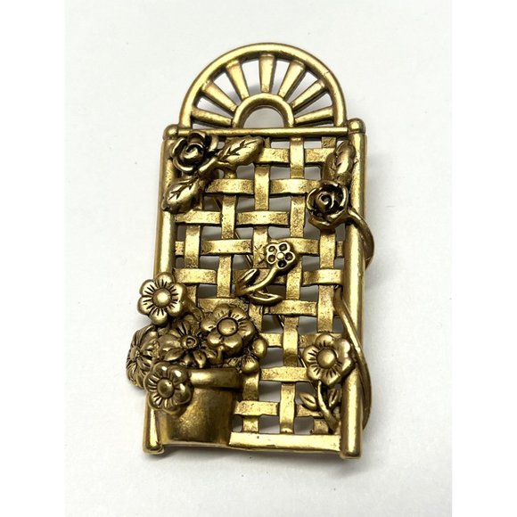 Vintage Dunecraft flower trellis brooch pin - Picture 2 of 4